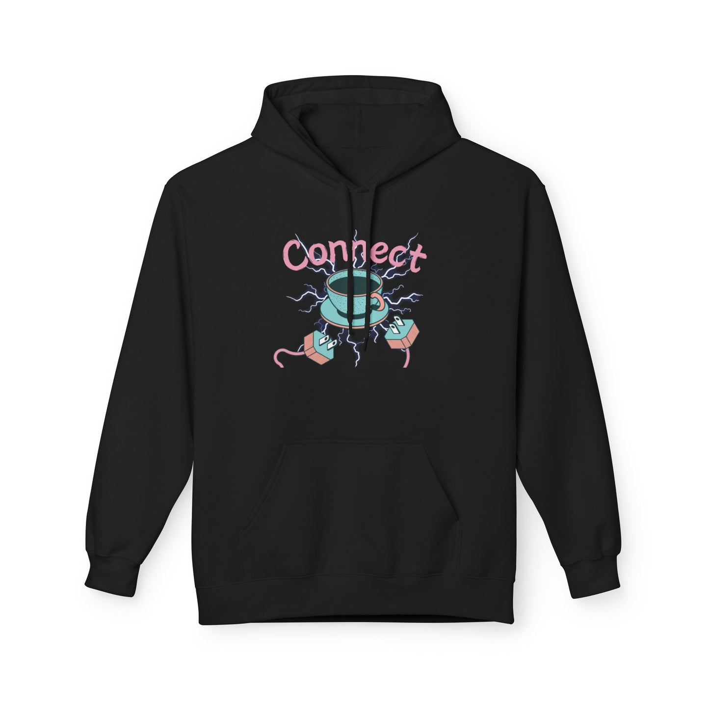 Cute Cat Connect Hoodie - Unisex Midweight Fleece