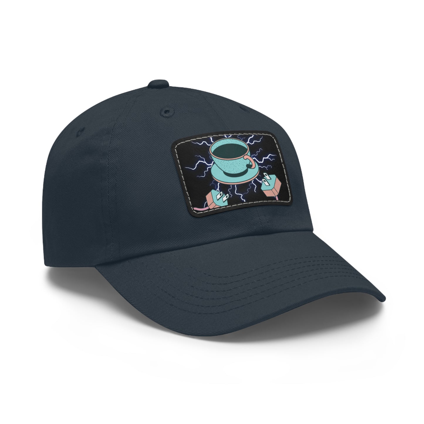 Dad Hat with Leather Coffee Patch (Rectangle)