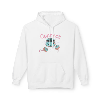 Cute Cat Connect Hoodie - Unisex Midweight Fleece