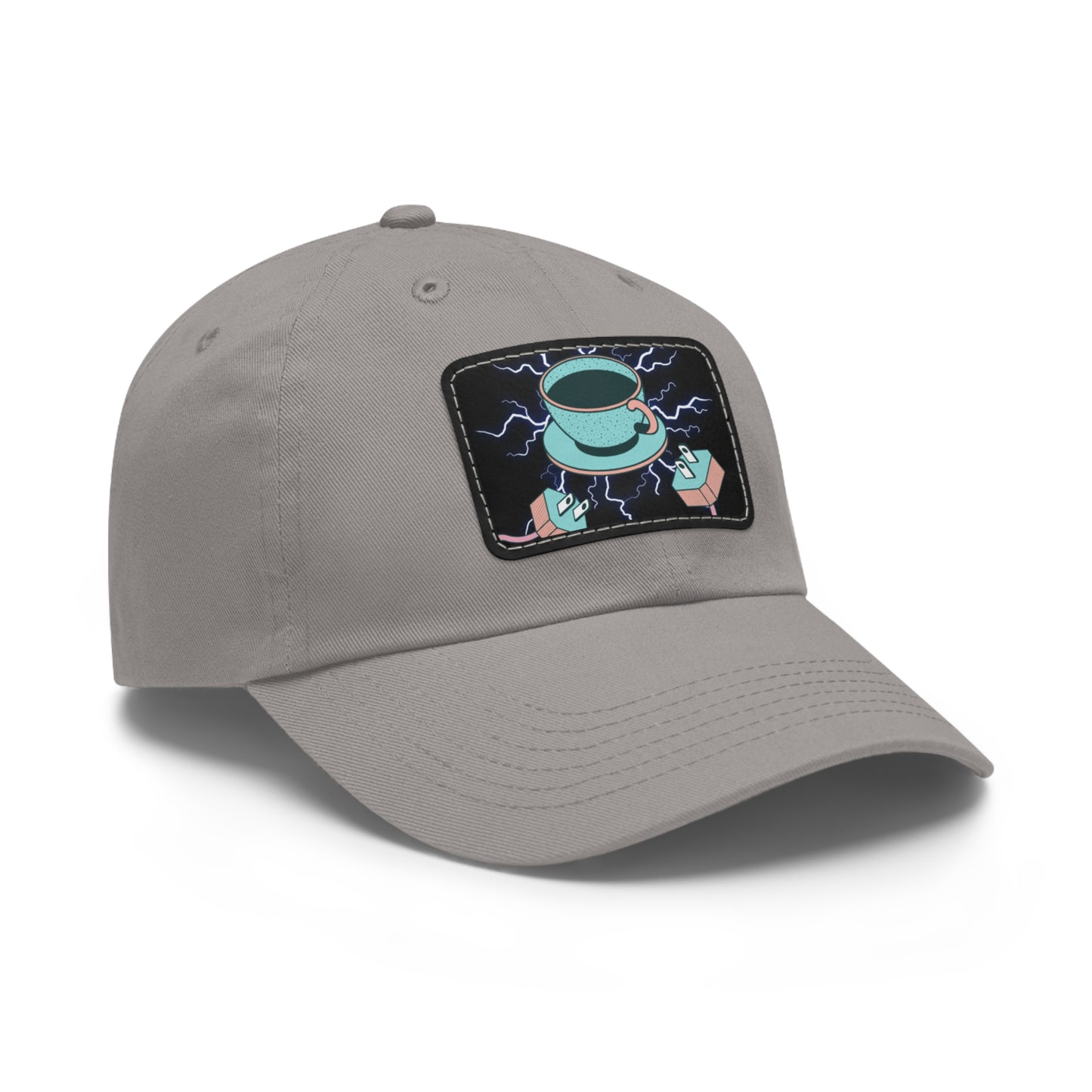 Dad Hat with Leather Coffee Patch (Rectangle)