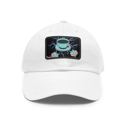 Dad Hat with Leather Coffee Patch (Rectangle)