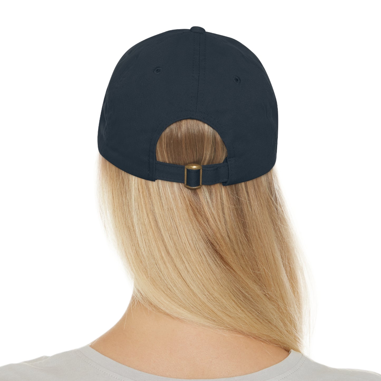 Dad Hat with Leather Coffee Patch (Rectangle)