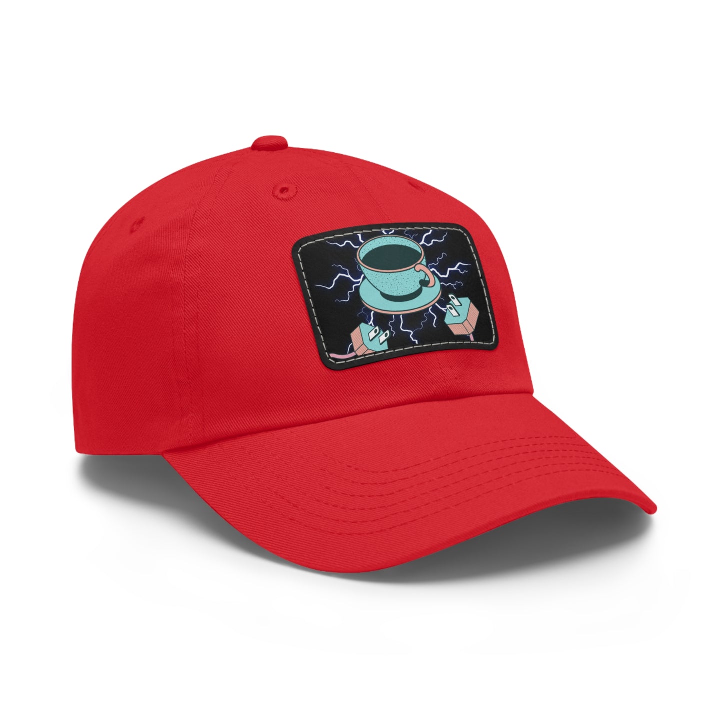 Dad Hat with Leather Coffee Patch (Rectangle)