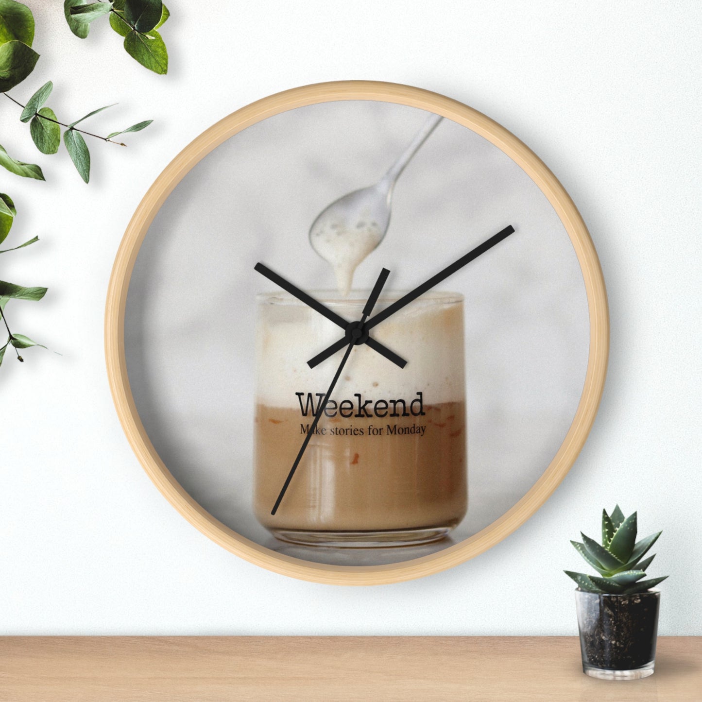 Wall Clock: Coffee Saying