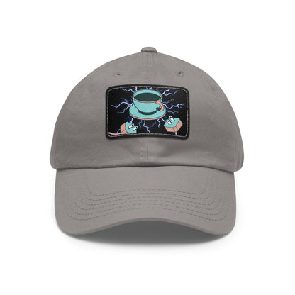 Dad Hat with Leather Coffee Patch (Rectangle)