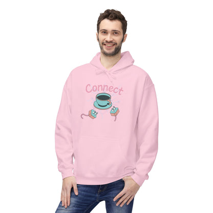 Cute Cat Connect Hoodie - Unisex Midweight Fleece