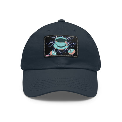 Dad Hat with Leather Coffee Patch (Rectangle)