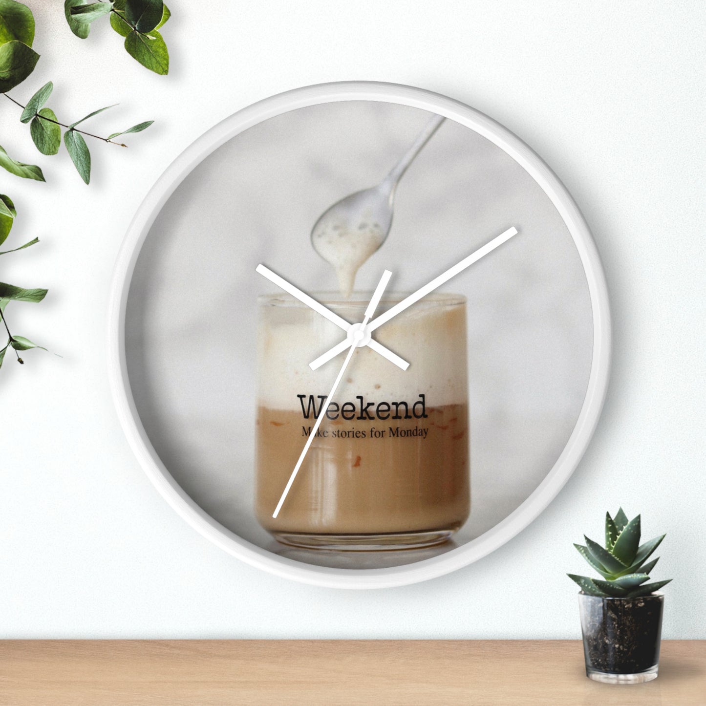 Wall Clock: Coffee Saying